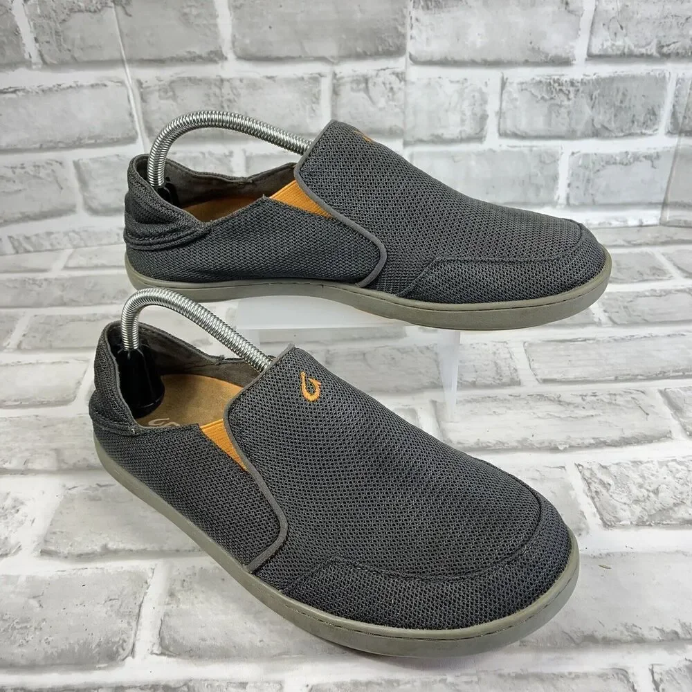 Olukai Nohea Men's Size 9 Gray Mesh Casual Slip On Loafers Sneakers Shoes